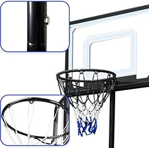 חישוק כדורסל נייד,חישוק כדורסל מתכוונן 1.65-2.1 מ', מערכת מטרות כדורסל חיצונית,סט מעמד חישוק כדורסל מתכוונן לגובה, חישוקי