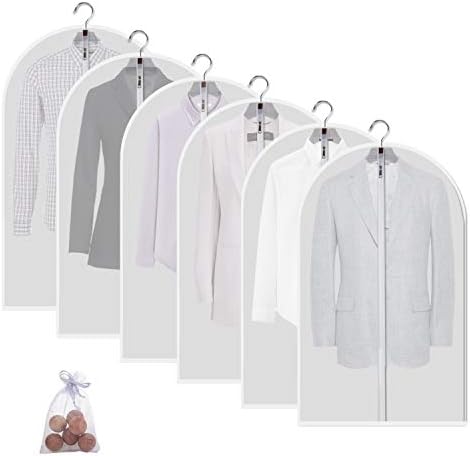 שקיות בגד הוכחת אבק-סט של 6 יחידות 40 אינץ תליית שקיות אחסון בגדים וכדורי ארז,עבור מעיל, חולצה, סוודר, חליפה