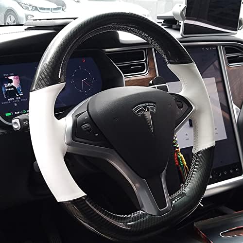 גלגל ההגה של תכולת היד עטיפת גלגל הגה שחור מחורר עטיפת עור מחוררת אביזרים להגנה מפני טסלה דגם S 2012-2021 / Tesla Model