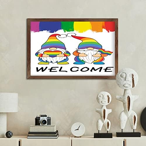 LGBTQ הומוסקסואלי גאווה מצעד גאווה קשת גנום עץ סימן ממוסגר עיצוב אמנות צבעים מעוררי השראה שלטי חיות חמודים הומוסקסואל
