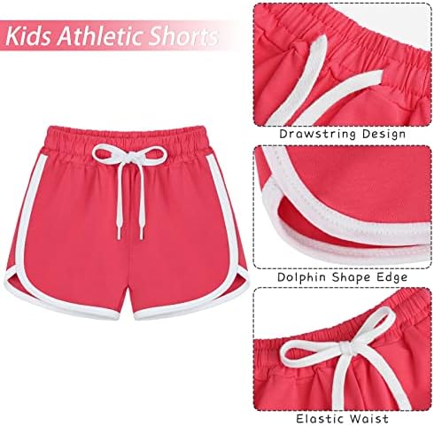 POROKA 5 חבילות בנות מכנסיים אתלטים רצים עם ביצועי משיכה של מכנסיים קצרים במכנסיים קצרים לילדים