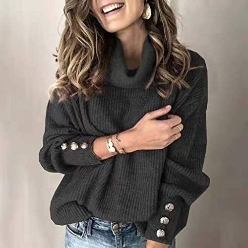 כפתור סווטשירט משקל קל משקל של נשים שרוול ארוך סוודר סרוג רופף סוודרים לבושים חורף 2022