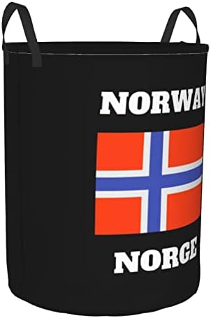 נורבגיה נורבגיה דגל סל כביסה עגול נייד תיבת אחסון ארגונית סל כביסה נייד כביסה ארגונית