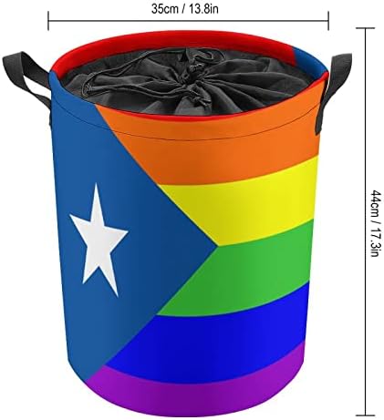 הומו גאה דגל פורטו ריקו סלי כביסה עם ידיות עמיד למים מתקפל שרוך עגול בגדי צידניות אחסון ארגונית