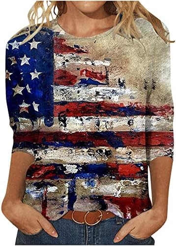 חולצת דגל אמריקאית נשים 4 ביולי חולצת טריקו פטריוטית פסים כוכבים טיס ארהב דגל גרפי גברת גברת שרוול קצר עליון
