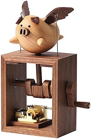 WODMB קישוט ביתי מוסיקה אוקטבה קופסא מעופפת חזיר יצירתי מתנה עץ מתנה מתנה של יום האהבה מתנות ייחודיות