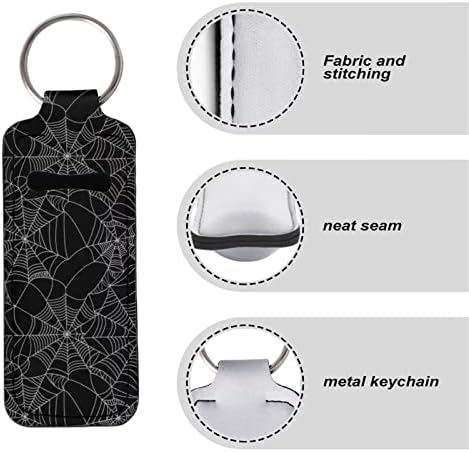 שחור לבן עכביש אינטרנט ליל כל הקדושים 5 יחידות ניאופרן מחזיק מפתחות עם טבעת שפתון שפתון גלוס מחזיק מחזיק מפתחות