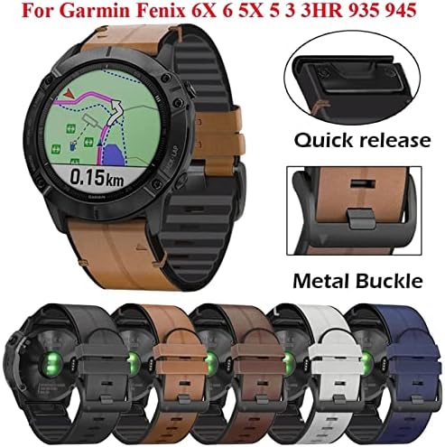 WSCEBCK QuickFit Watch Strap עבור Garmin Fenix ​​7 7x 6 6x Pro 5x 5 Plus 3HR 935 945 S60 עור מקורי סיליקון
