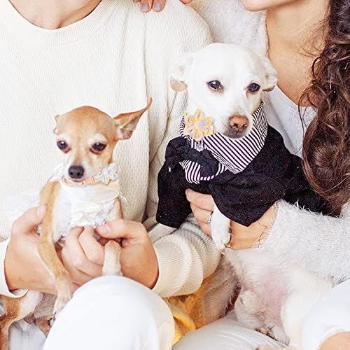 Kalevel מתכוונן צווארון כלבים אופנה צווארון מחמד צווארון פרחוני פרחוני עם אבזם קשת וטבעת D חמוד לכלבים בינוניים נשיים