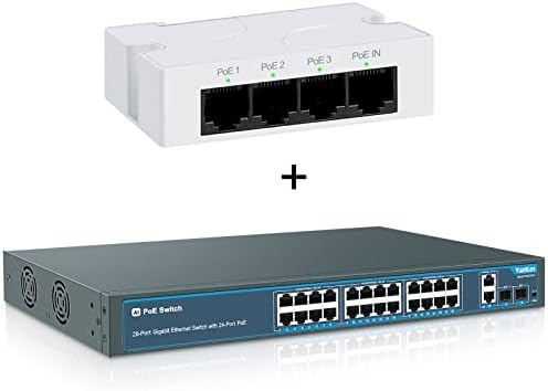 יואנלי 28 מתג Ethernet של יציאת ג'יגביט עם צרור 24 PORT POE עם 4 PORT POE Extender עם 3 POE OUT, IEEE 802.3AF/AT