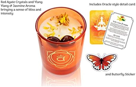 Suziejo ארומתרפיה נרות צ'אקרה עקרונית ylang ylang Jasmine שמן אתרי נרות ריחניים נרות אגת אדומה ואבני ריפוי מתנות רוחניות
