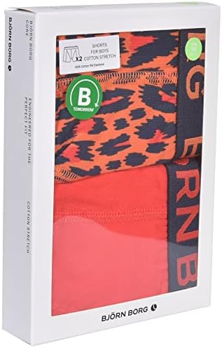 הדפס נמר דו-חבילות של Bjorn Borg Boy Tiger & Boxer Trunks, Vermillion Orange