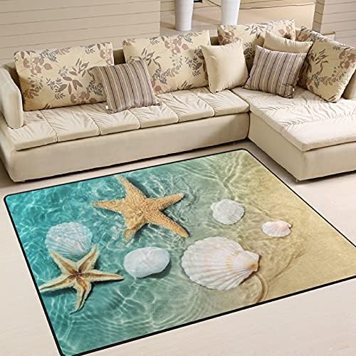 קיץ כוכבי ים צדף שטיחים גדולים של שטיחי שטיחים של פליימט שטיחים לילדים לחדר חדר שינה סלון 63 x 48 אינץ ', שטיח תפאורה ביתית