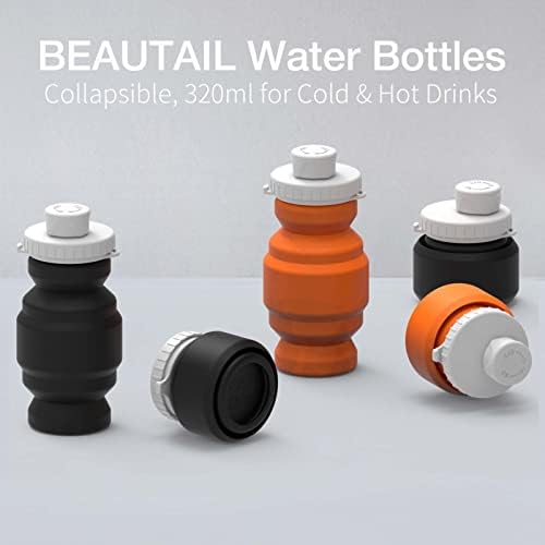בקבוקי מים מתקפלים, בקבוק קפה נייד מתקפל של סיליקון יופי לשימוש חוזר, 10.8oz, BPA חינם, אטום דליפות, קל משקל, לילדים ספורט