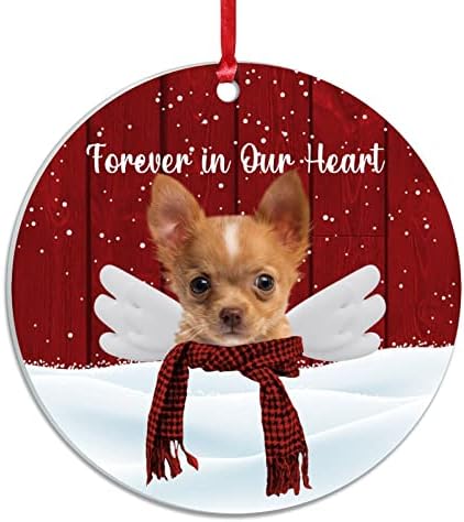 אוונס1יזם לנצח בלב שלנו אקריליק חג המולד קישוט גולדן רטריבר כלב זיכרון עגול חג המולד קישוט לחיות מחמד אובדן 3 אינץ עם אדום
