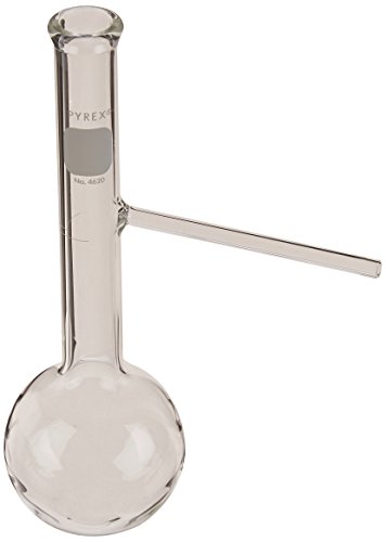 Corning Pyrex Borosilicate זכוכית עגולה תחתית בקבוק זיקוק עם צינור צדדי, יכולת 250 מל