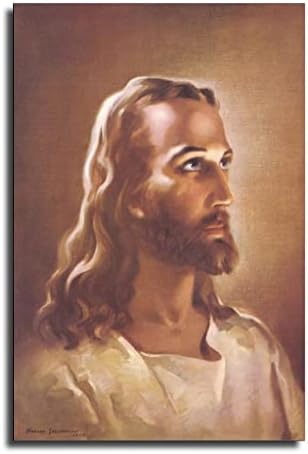 ראש דיוקן של ישו ישו בד אמנות פוסטר ואמנות קיר תמונה מודרנית פוסטרים לעיצוב חדר שינה משפחתי 12x18 אינץ '