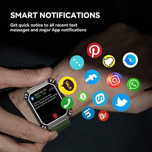 שעון חכם מחוספס צבאי לגברים עם דופק נייד /לחץ לחץ דם מוניטור Bluetooth שיחה 5ATM SmartWatches SmartWatches פעילות כושר גשש כושר