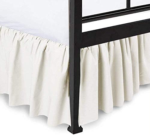 600 חוטים ספירת חצאית מיטת פרוע כותנה טהורה - 1 חתיכה כותנה קווין גודל אבק אבק אבק עם חצאית מיטה פינתית