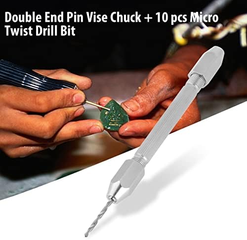 כפול סיכה כפול סיכה דגם דגם מקדח יד עם 10 חתיכות מקדח מיקרו טוויסט מיקרו מוגדר לייצור שעון תכשיטים של PCB מלאכת יד PCB