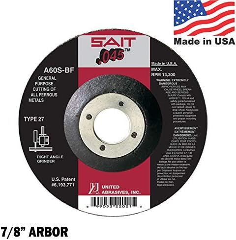 SAIT שוחק גלגלים חתוכים A60S סוג 27 גלגל חיתוך מטחנות 6 אינץ 'x 7/8 אינץ' כמות 25