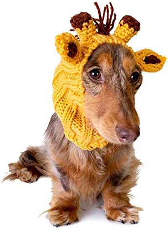 גן חיות סנוד תלבושת ג'ירפה לכלבים וחתולים, קטנים - חמים ללא דש עטיפת אוזניים מכסה המנוע לחיות מחמד, תלבושת כלבים