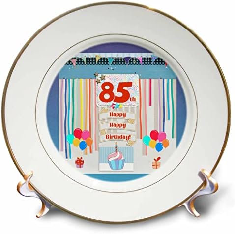 תמונת 3 של תמונת יום הולדת 85, קאפקייקס, נר, בלונים, מתנה, זרמים - צלחות