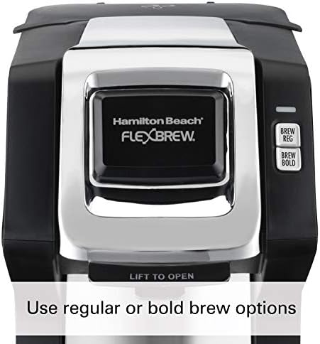 המילטון ביץ ' 49979 מכונת קפה להגשה יחידה של פלקסברו תואמת לחבילות תרמילים וטחנות, 0.41 ליטר, שחור וכרום