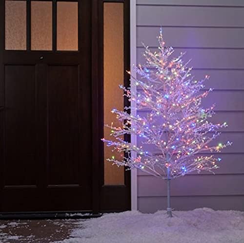 GE 5-FT WINTERBREBER TWIG TWIG לבן עץ חג מולד מלאכותי עם 300 צבע משתנה בצבע משתנה אורות LED לבן חמים