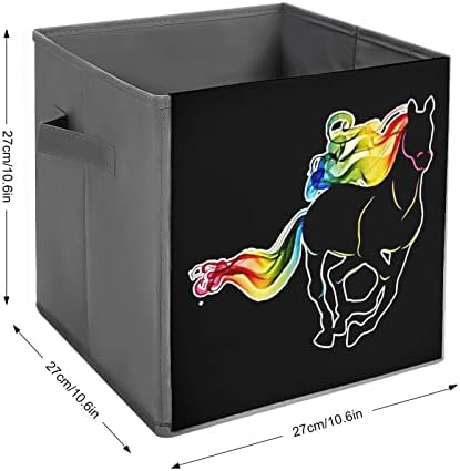 סוס צבעוני מתקפל פחי אחסון יסודות קוביות קוביות אחסון בדים קופסאות מארגנים עם ידיות