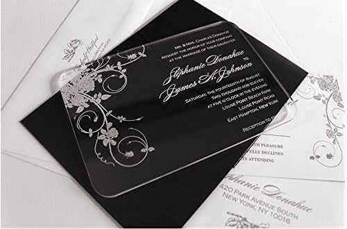 Bestlife צורת גלילה ברורה צורת כרטיס הזמנה לחתונה אקרילית עם דפוס ורדים, הזמנות לחתונה, הזמנות לחתונה, הזמנות אקריליות,