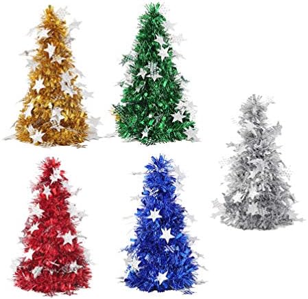 טוינדונה 5 יחידות עץ חג המולד מלאכותי עצים קטנים לחג המולד פאייטים טינסל קישוט