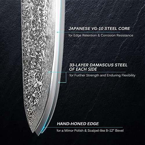 סכין שף יפני 8 אינץ 'שפים דמשק סכין סכינים מטבח יפני סכיני בישול גיאוטו מקצועיים פחמן גבוה נירוסטה חיתוך