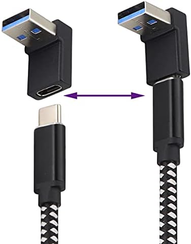 AAOTOKK זווית ימנית USB 3.0 A ל- USB C מתאם 90 מעלות USB 3.0 זכר ל- USB סוג C ממיר נקבה למחשב, מחשבים ניידים,