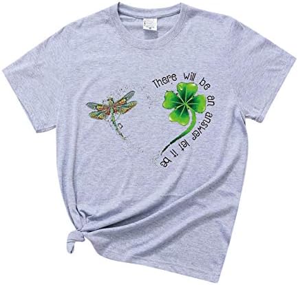 חולצת טריקו של יום פטריק סנט פטריק שפירית חמודה תלתן עם ארבעה עלים חולצה מודפסת צמרות שרוול קצר טייז גרפי מזדמן