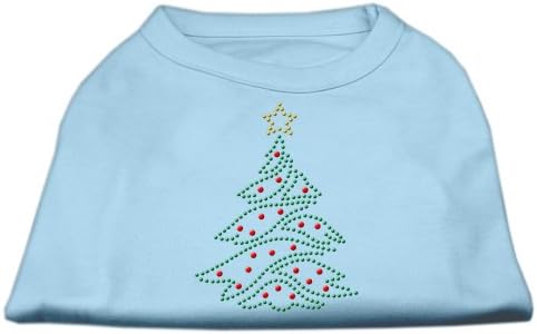 עץ חג המולד של מיראז 'מחמד ריינסטון חולצת כלבים כחולים לתינוקות פוליקוטון גדול