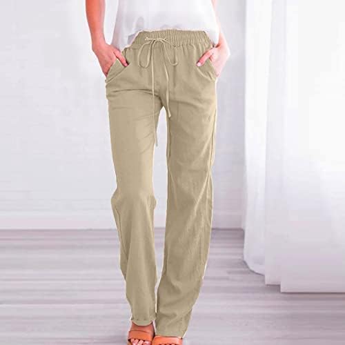 מכנסי פשתן של אתקיה פטיט לנשים רחבות רגליים עם רגליים גבוהות משקל משקל קל משקל עם כיסים מכנסיים מכנסיים נשים