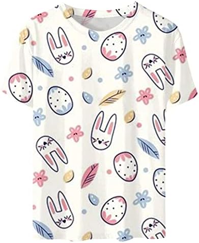 חולצות T של חג הפסחא לנשים חולצות ארנב ביצת פסחא פלוס גודל צמרות חמודות לנשים טרנדיות פלוס חולצות טוניקה בגודל