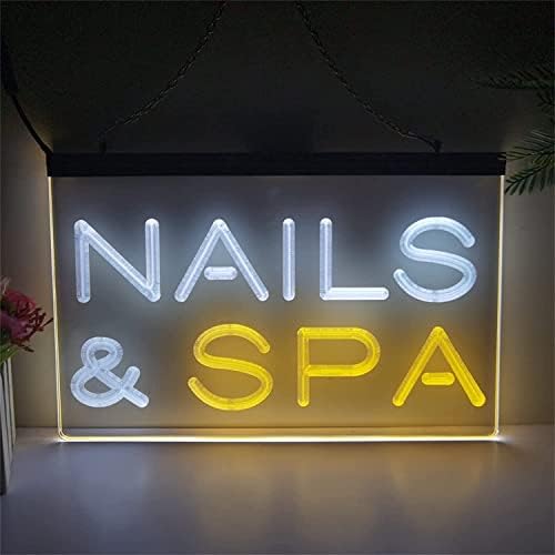 Dvtel Nails Spa Neon שלט, סלון יופי בהתאמה אישית תצוגת תפאורה אורות לילה אורות ניאון אקריליים, שלט זוהר תלוי קיר, 40x30