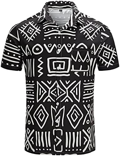 קיקו אפריקאי דאשיקי חולצות שבטי הדפסת חולצה כפתור למטה קצר שרוול בגדים