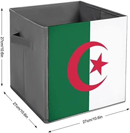 דגל של אלג ' יריה גדול קוביות אחסון פחי מתקפל בד אחסון תיבת ארון מארגני עבור מדפים