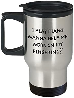 ספל נסיעות קפה פסנתרן הכי טוב כוס תה ייחודית מצחיקה רעיון מושלם לגברים נשים אני משחק פסנתר רוצה לעזור לי לעבוד על האצבעות