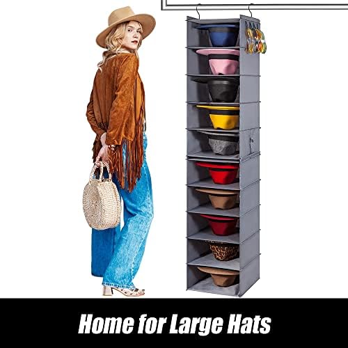 פדורה כובע מתלה לארון, 10-מדף כובע ארגונית עבור שמש כובע פנמה כובע, 2 נפרד 5-מדף תליית ארון כובע ארגונית, כובע
