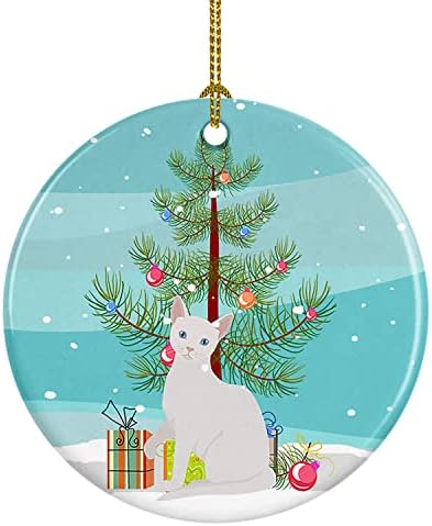 אוצרות קרוליין CK4745CO1 ערבי מאו חתול קישוט קרמיקה לחג המולד שמח, קישוטים לעץ חג המולד, קישוט תלוי לחג המולד,