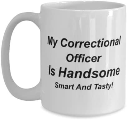ספל קצין כליאה, קצין כליאה שלי הוא נאה, חכם וטעים!, חידוש ייחודי מתנת רעיונות עבור כליאה קצין, קפה ספל תה כוס לבן 15