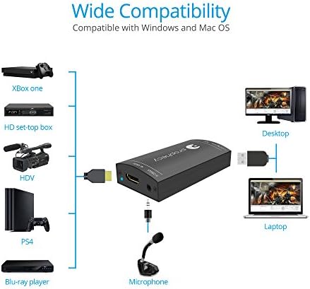 Gofanco נבואה USB 3.0 HDMI מכשיר לכידת וידאו עם שמע - Capture, Stream, Share GamePlay - 1080p @60Hz, חביון נמוך לסדרות Xbox,