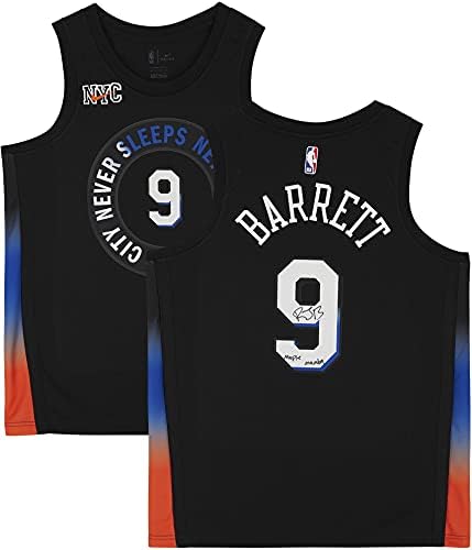 RJ Barrett New York Knicks חתימה על נייקי שחור 2020-21 מהדורת העיר סווינגמן ג'רזי עם כתובת מייפל ממבה - גופיות NBA עם