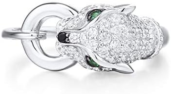 סנטוזה פנתר טבעת 925 סטרלינג כסף נמר טבעות מעוקב זירקוניה ירוק ספינל יגואר תכשיטים