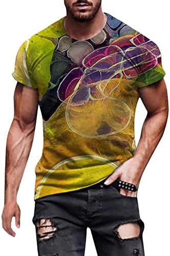 חולצות T לגברים לגברים שרוול קצר תלת מימד דפוס דיגיטלי של שרירים צוות צוואר צוואר חולצת חולצות חולצות כושר מזדמן חולצות