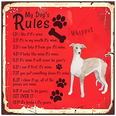 מצחיק כלב מתכת סימן שלט שלי כלב של כללים כפרי לחיות מחמד כלב דלת קולב מתכת הדפסת בציר לחיות מחמד כלב קיר תפאורה עבור מחוץ